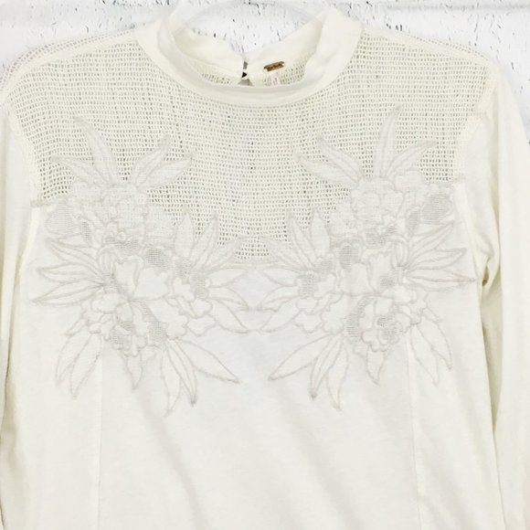 Free People Primrose Cream Tee Embroidered - Picture 4 of 8